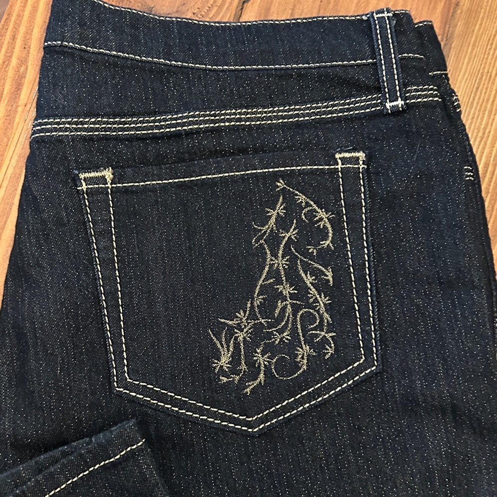NYDJ New All Over Gold Sparkle Dark Wash Flare Jeans Size 18